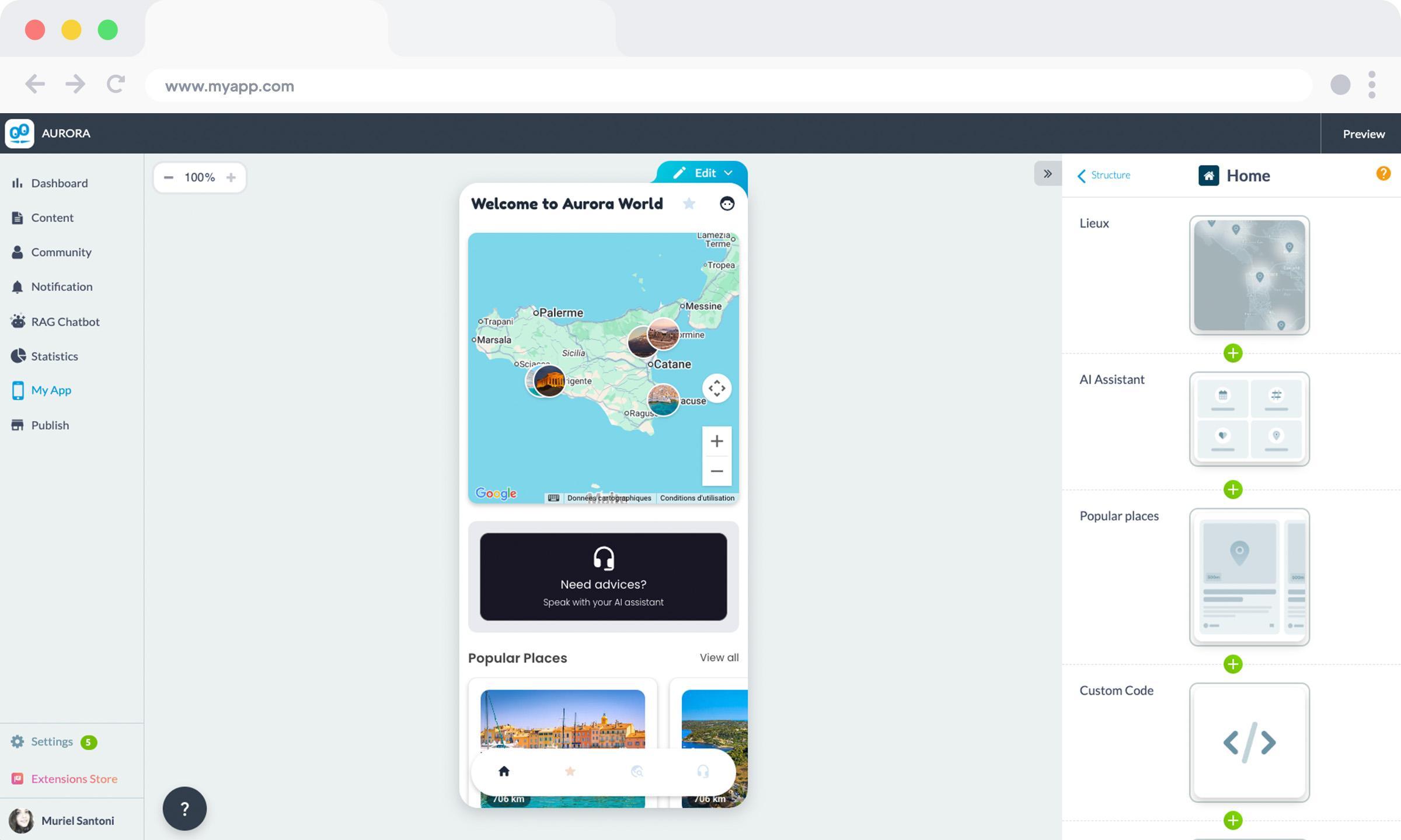 GoodBarber app creation workflow for the AURORA build
