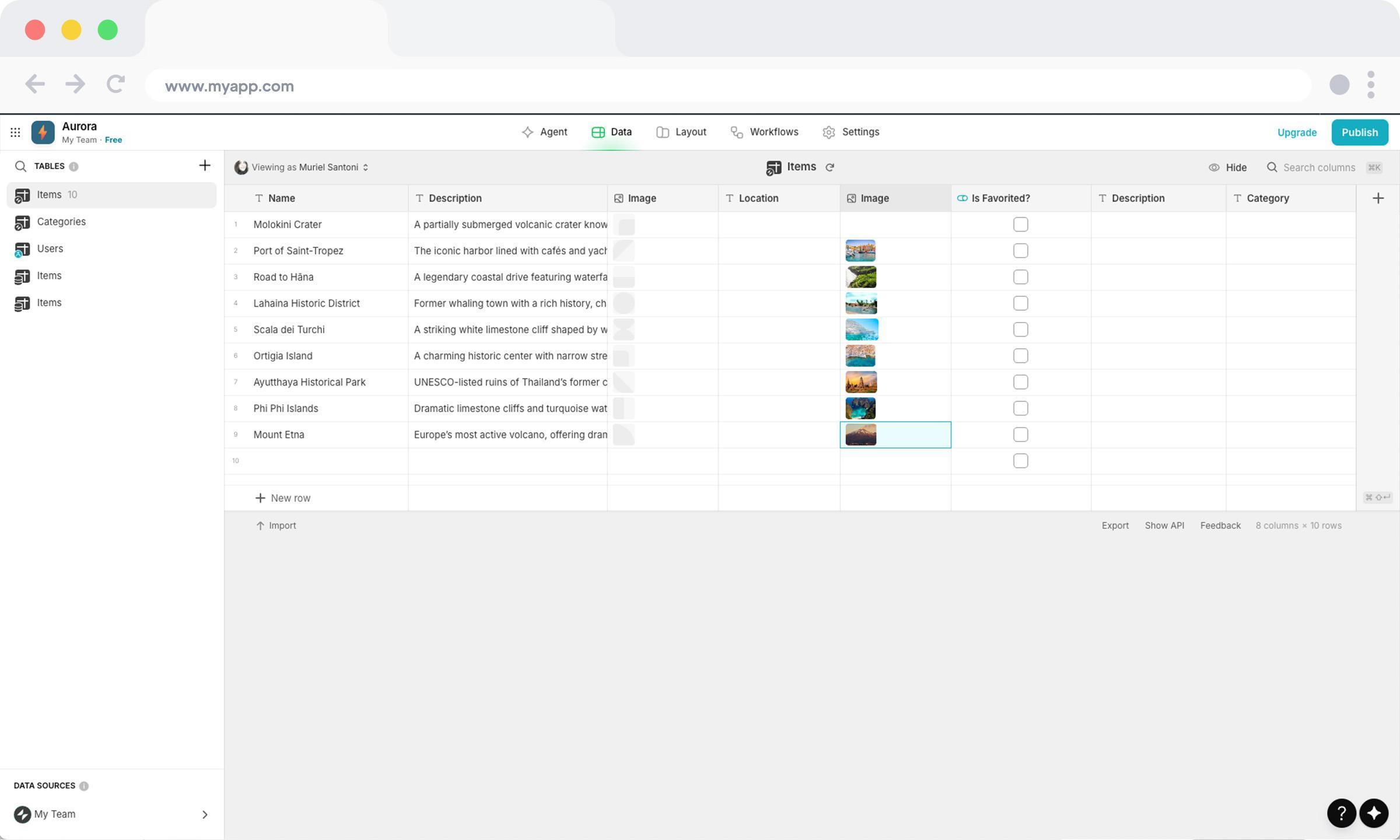 GoodBarber app interface, native iOS/Android output for the AURORA build