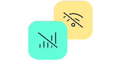 Icons illustrating access to cached content for offline use.