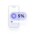 Illustration: smartphone with a 5% badge reflecting a low rejection rate on iOS updates.