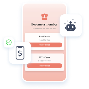 Illustration highlighting the compatibility between the Chatbot and premium content reserved for app subscribers.