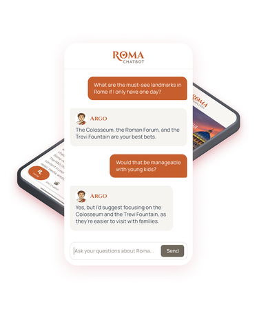 Example conversation with responses specifically constructed from the app's content