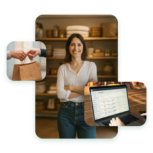 Photos illustrating use cases for retail, restaurants, and local delivery